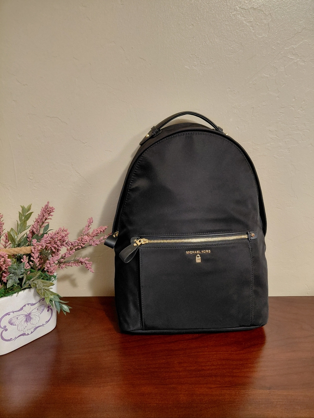 Michael Kors Kelsey Large Black Nylon Backpack EUC